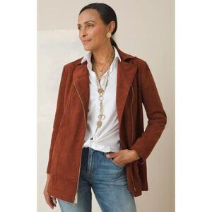 Chico's Elongated Brown Moto Faux Leather Jacket 0/S